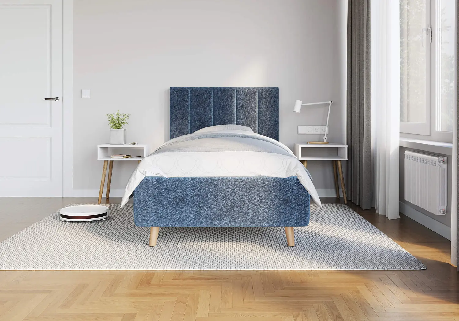 Кровать мягкая односпальная Alma 80/90/120 рогожка (SM)