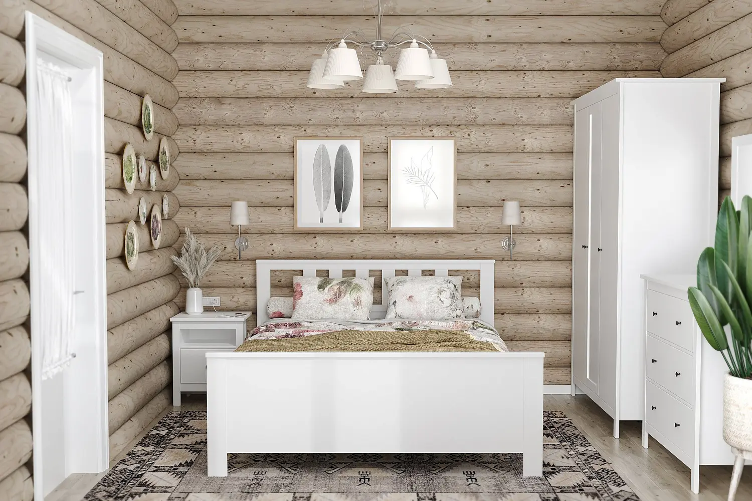 Кровать двуспальная Сага 140х200 белая (GL)