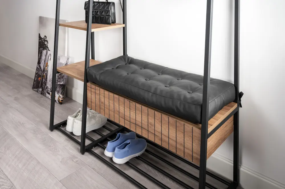 Прихожая Гранд 15.124 Дуб Крафт табачный, Кожзам HOLST Black (Mob) 