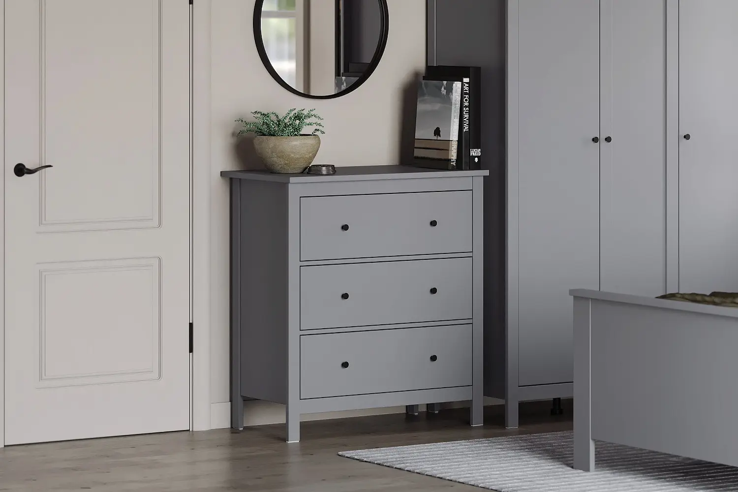 Комод Сага 3 ящика серый (GL)