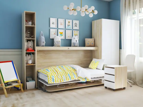 Кровать-трансформер 90х200 со столом Дуб Сонома светлый / Белый (MLM) 