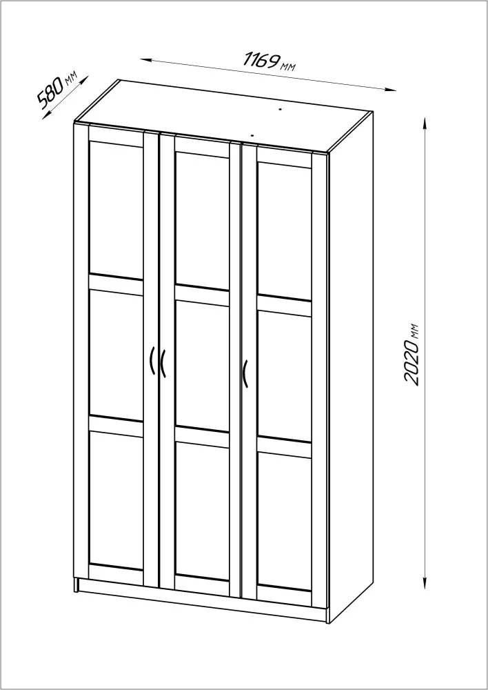 Шкаф трехстворчатый Пегас 3 двери (сборные), сонома (GL) 