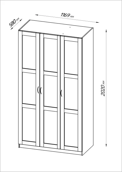 Шкаф трехстворчатый Пегас 3 двери (сборные), венге (GL) 
