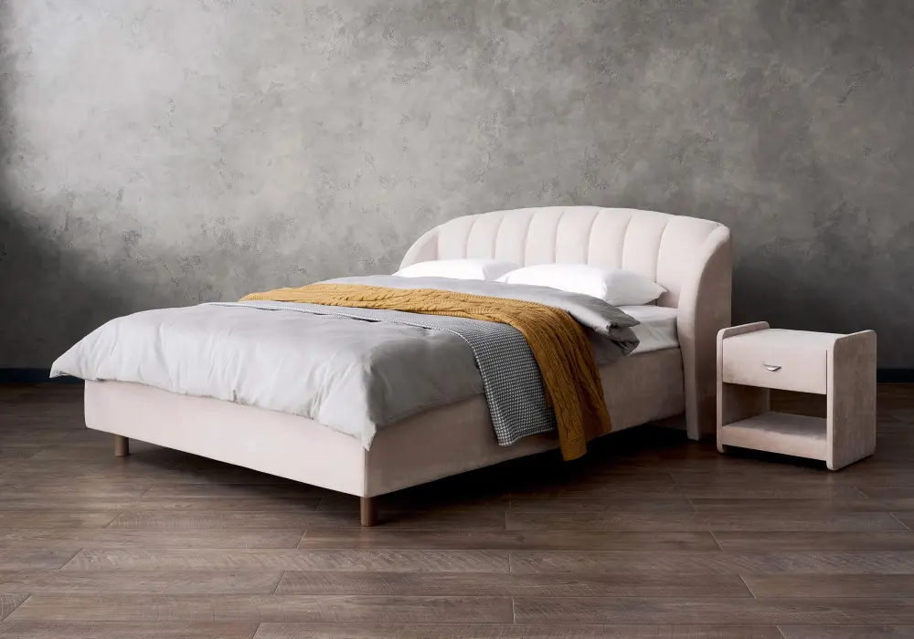 Кровать мягкая двуспальня Valencia 140/160/180/200 микровелюр/велюр (SM) 