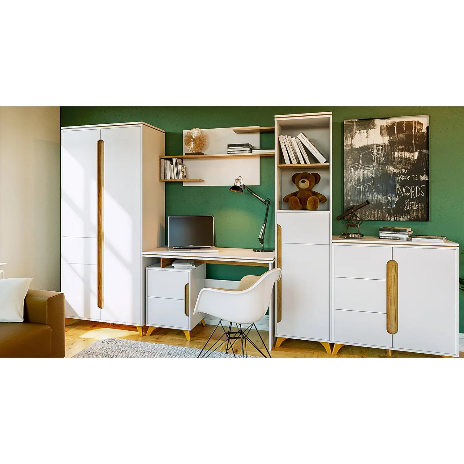 Комод Сканди 900 Белый снег/Орех лион (CLP)