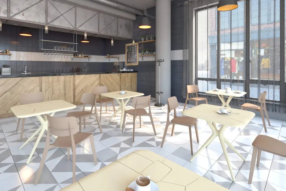 Стол пластиковый квадратный SHT-TU30/TT30 83/83 бежевый/бежевый(SHF) 