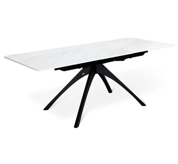 Стол обеденный раскладной SHT-T76 белый мрамор /черный (SHF) 