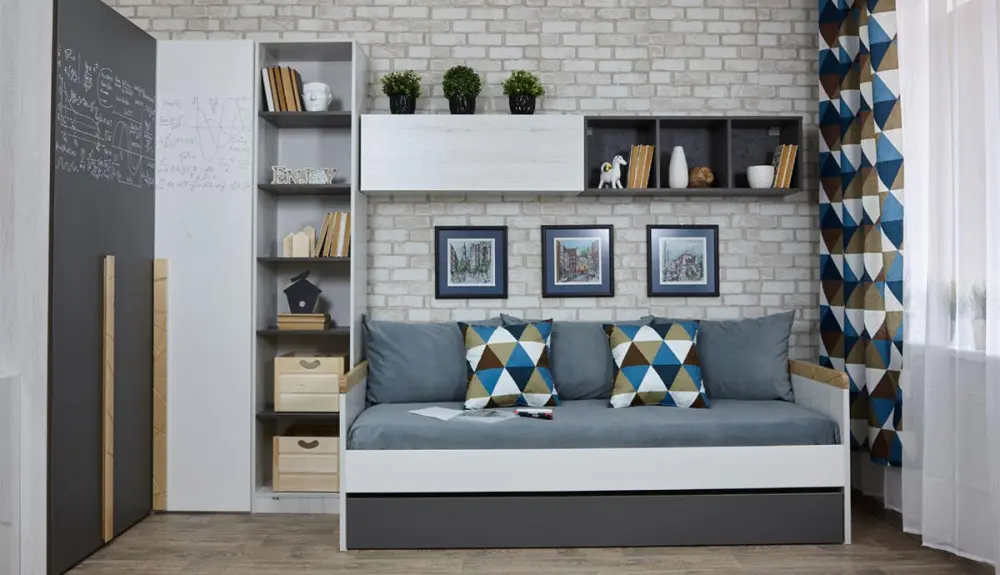 Стеллаж открытый коллекция НьюТон Грэй Дуб Эльза (POP) 