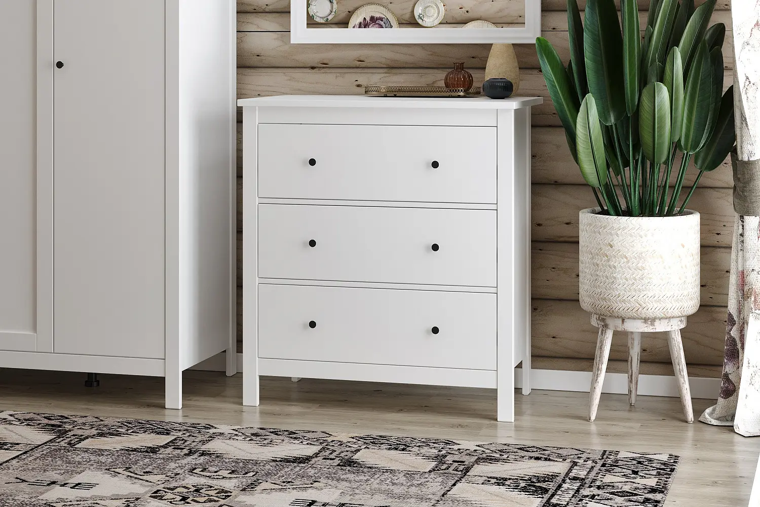 Комод Сага 3 ящика белый (GL)