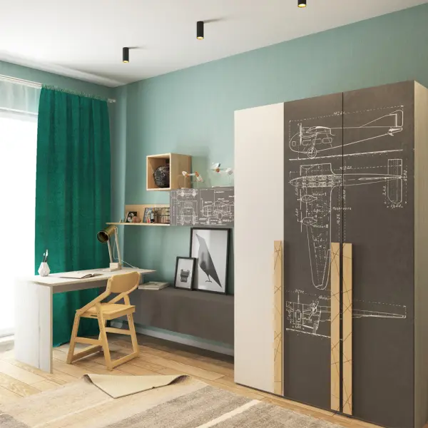 Шкаф двухстворчатый  НьюТон Грэй АВИАТОР Темно серый лофт (POP) 