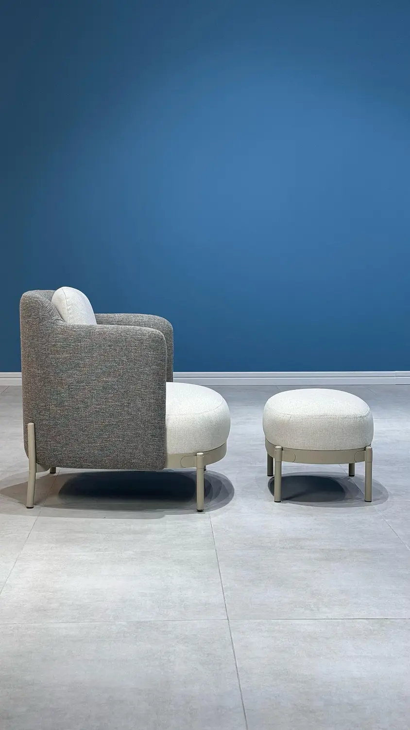 Кресло дизайнерское Сэнди серая рогожка-ножки металл, MASSA