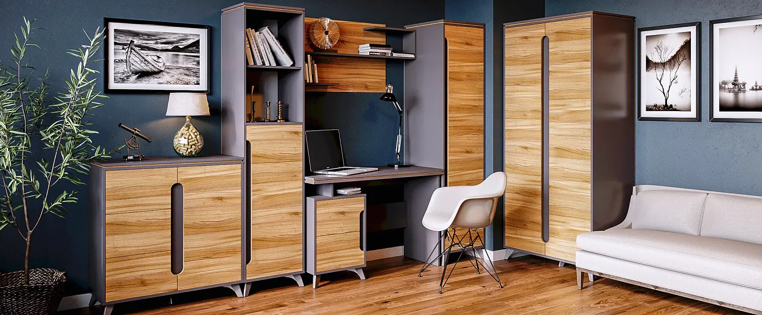 Комод Сканди 900 (Серый графит/Орех лион)