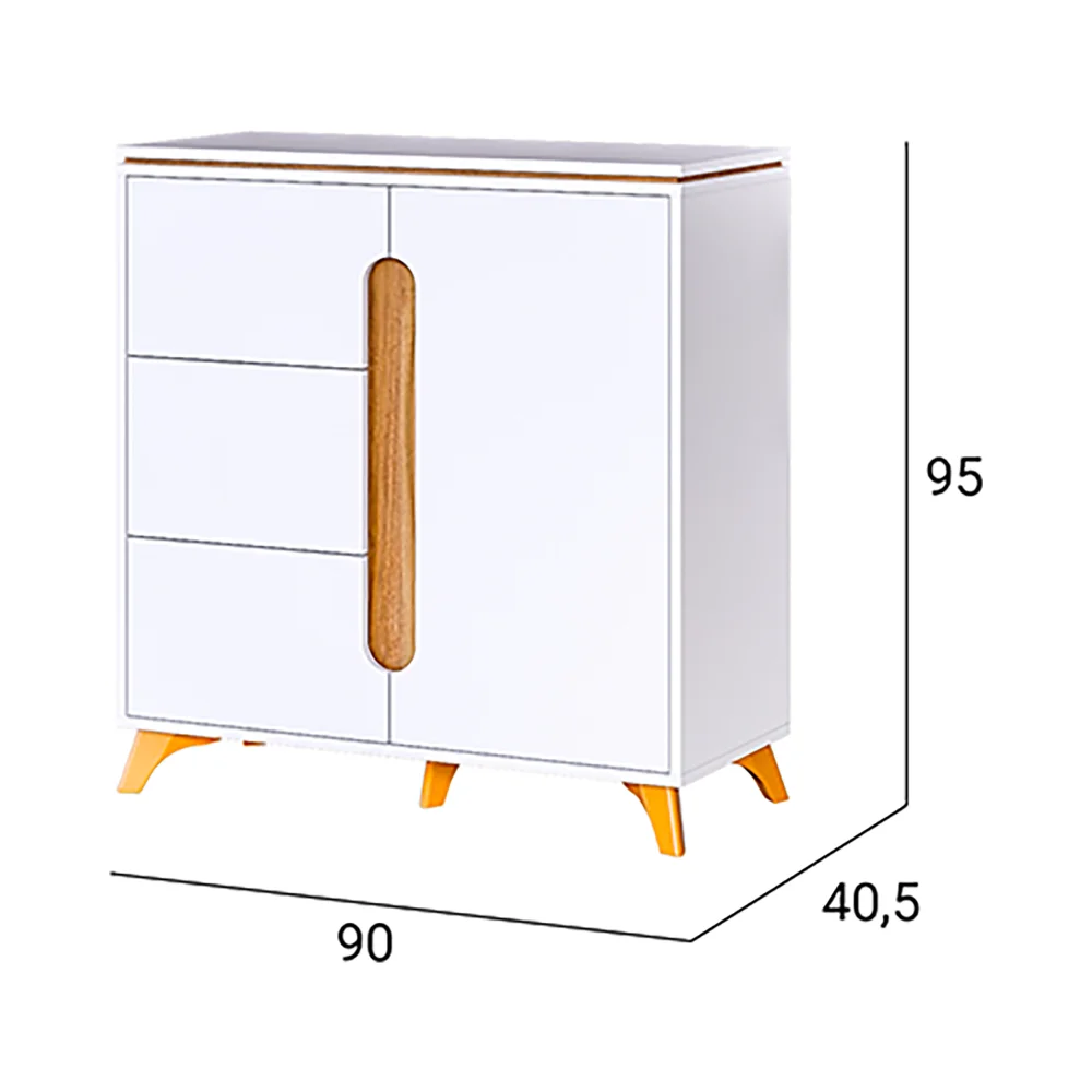 Комод Сканди 900 Белый снег/Орех лион (CLP) 