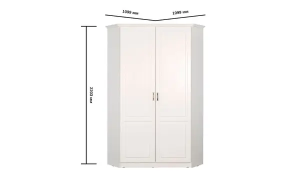 Шкаф Угловой  для одежды Ливерпуль 13.124.02 белый ясень ваниль( с карнизом) (Mob) 