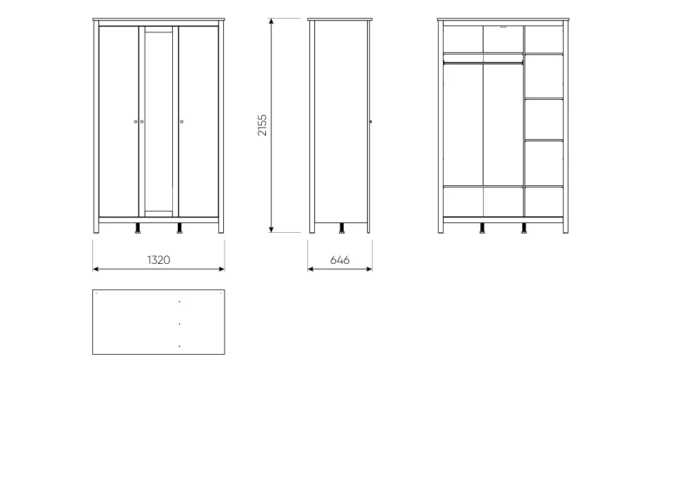 Комод Сага 3 ящика белый (GL) 