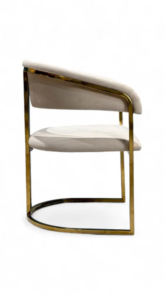Стул мягкий Биен белый велюровый - золотой каркас, MASSA | Интернет магазин Масса Мебель