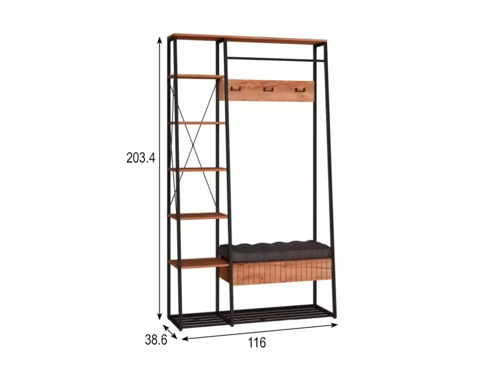 Прихожая Гранд 15.124 Дуб Крафт табачный, Кожзам HOLST Black (Mob) 