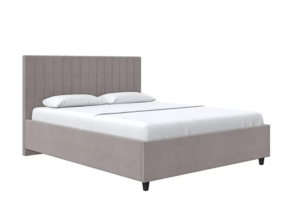 Кровать с подъемным механизмом двуспальная Саманта 140х200 серо-коричневый велюр, MASSA