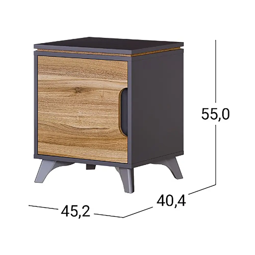 Тумба прикроватная Сканди Серый графит/Орех лион (CLP) | Интернет магазин Масса Мебель