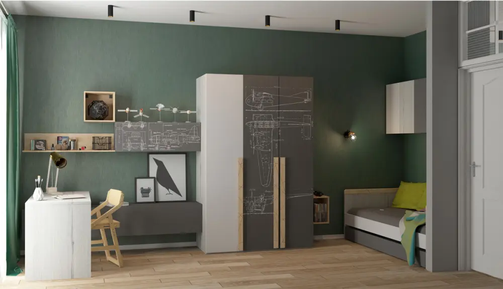 Мебель для детской коллекция НьюТон Грэй Авиатор композиция №1 (POP) 