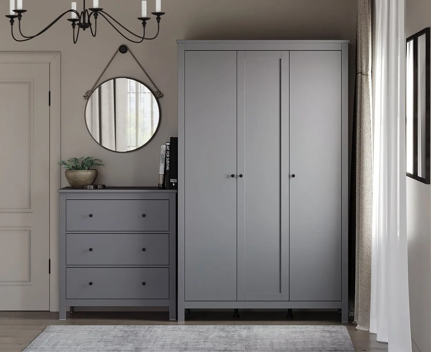 Комод Сага 3 ящика серый (GL)