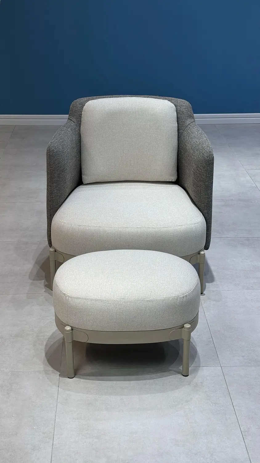 Пуф для ног Сэнди серая рогожка-ножки металл, MASSA