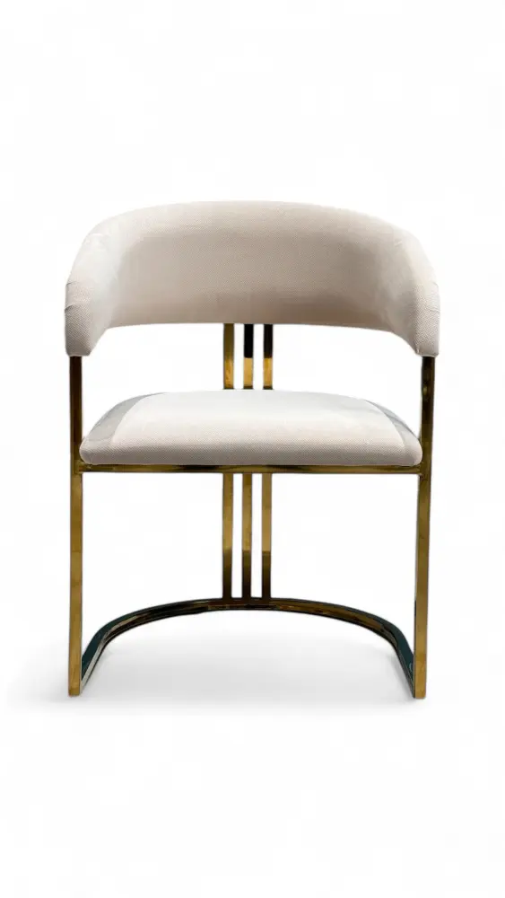 Стул мягкий Биен белый велюровый - золотой каркас, MASSA | Интернет магазин Масса Мебель