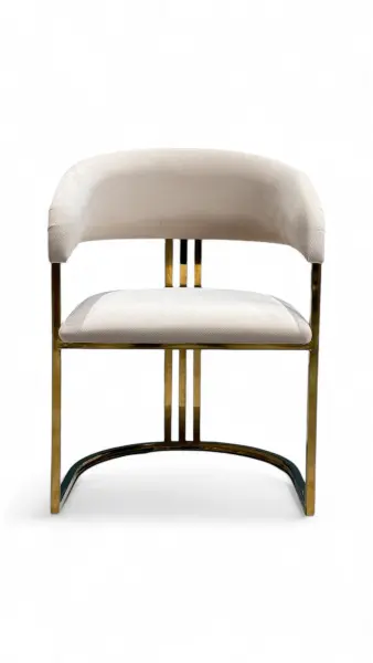 Стул мягкий Биен белый велюровый - золотой каркас, MASSA | Интернет магазин Масса Мебель