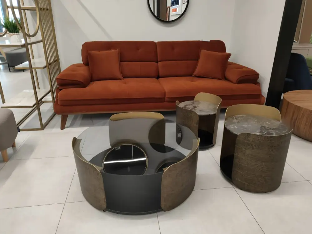 Кофейный столик TERA  стекло, металл, МДФ (в комплекте 3 шт) Турция 