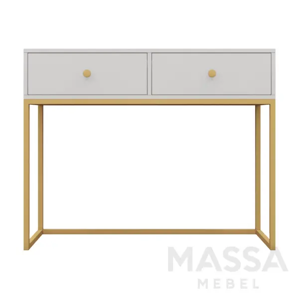 Консоль White металлокаркас золото/ЛДСП белый (ROB) | Интернет магазин Масса Мебель