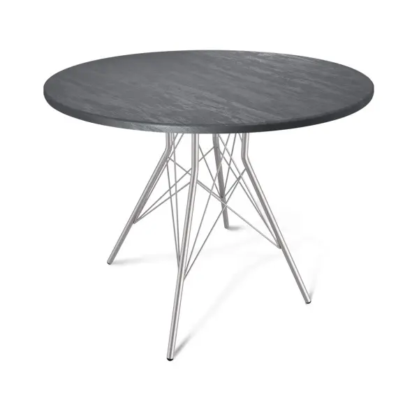 Стол обеденный круглый SHT-TU2-1/ТТ 90 МДФ хром лак / каменный уголь (SHF) 