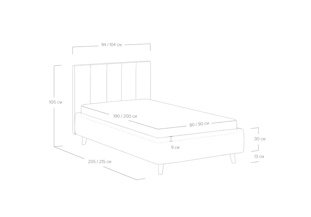 Кровать мягкая односпальная Alma 80/90/120 рогожка (SM) 
