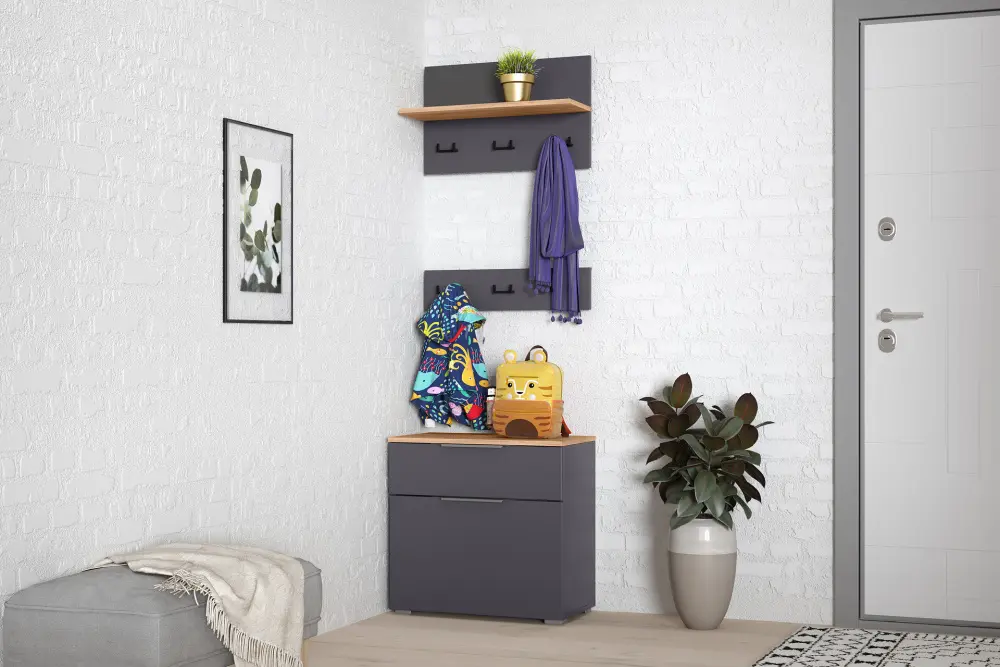 Вешалка Октава 15.14.01 Серый Графит /Дуб Золотой (Mob) 