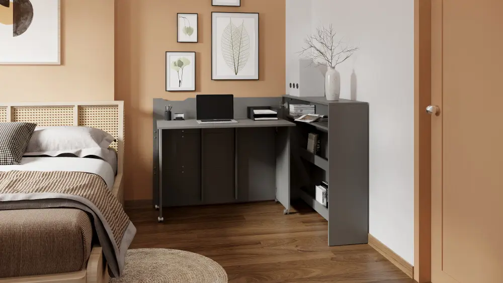 Cтол письменный трансформер Льюис серый графит (NK) | Интернет магазин Масса Мебель