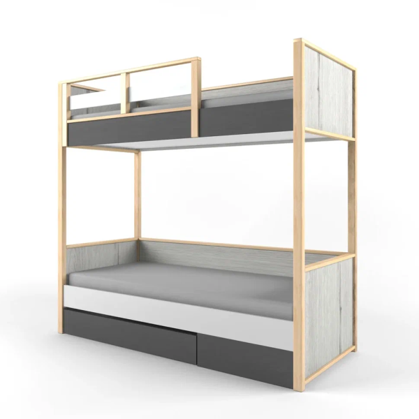 Кровать двухъярусная УНИВЕРСАЛЬНАЯ с  фальшпанелью коллекция НьюТон Грэй (POP)