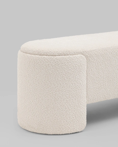 Банкетка Taks букле белый (SG) | Интернет магазин Масса Мебель