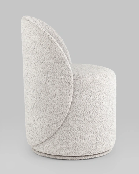 Пуф вращающийся со спинкой Loreen букле светло-серый (SG) | Интернет магазин Масса Мебель