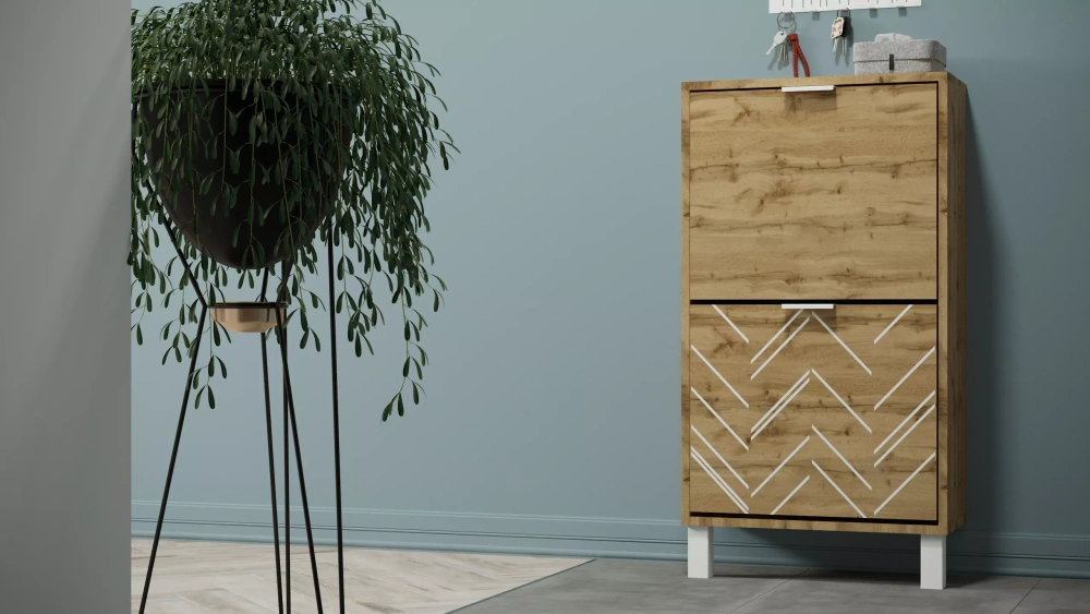 Тумба для обуви Хигс 01 дуб вотан/белый (KL)  