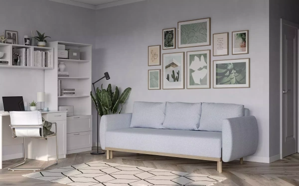 Диван кровать Тулисия пастельно голубой рогожка (GL) | Интернет магазин Масса Мебель