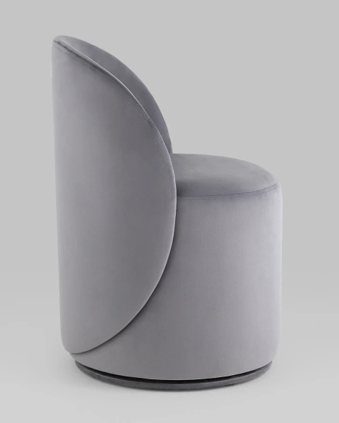 Пуф вращающийся со спинкой Loreen велюр серый (SG) | Интернет магазин Масса Мебель
