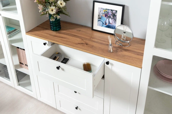 Комплект мебели в гостиную Остин №3 Белый/Дуб золотой (Mob) | Интернет магазин Масса Мебель