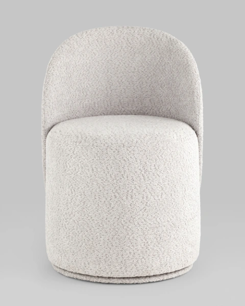 Пуф вращающийся со спинкой Loreen букле светло-серый (SG) | Интернет магазин Масса Мебель