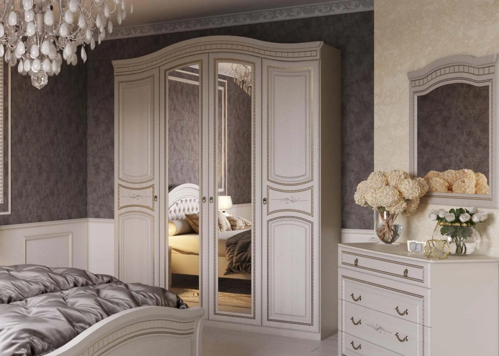 Шкаф четырехстворчатый с зеркалом Николь (MEBG) 