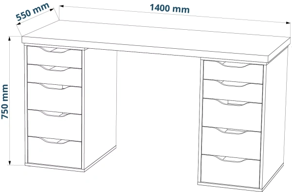 Cтол письменный Ингар Ингар 2/55 140x75 белый/дуб беленый (GL) | Интернет магазин Масса Мебель