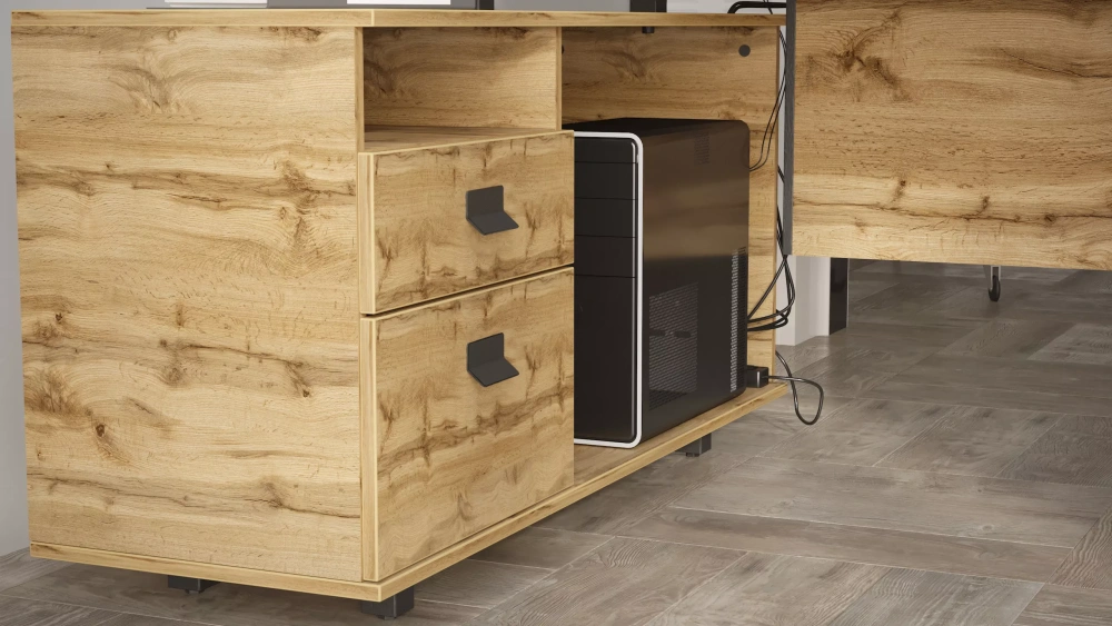 Рабочий стол Хардвиг СР01/L ЛДСП дуб вотан (KL) | Интернет магазин Масса Мебель