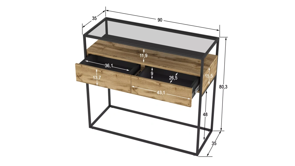Консоль Эйден дуб вотан (KL) | Интернет магазин Масса Мебель