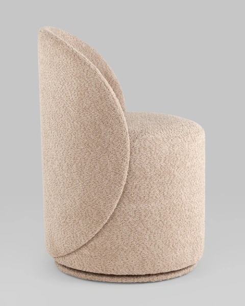 Пуф вращающийся со спинкой Loreen букле капучино (SG) | Интернет магазин Масса Мебель