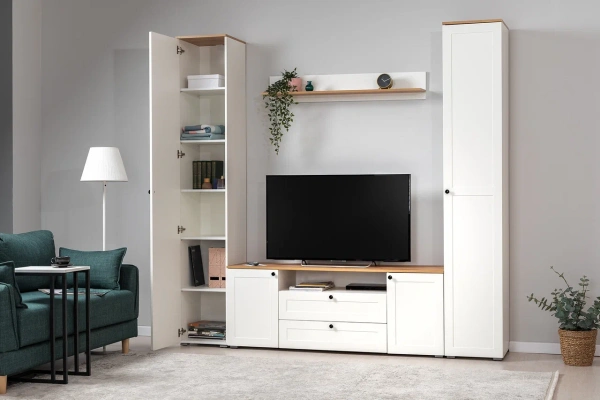 Комплект мебели в гостиную Остин №2 Белый/Дуб золотой (Mob) | Интернет магазин Масса Мебель