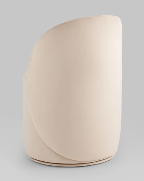 Пуф вращающийся со спинкой Loreen велюр молочный (SG) | Интернет магазин Масса Мебель