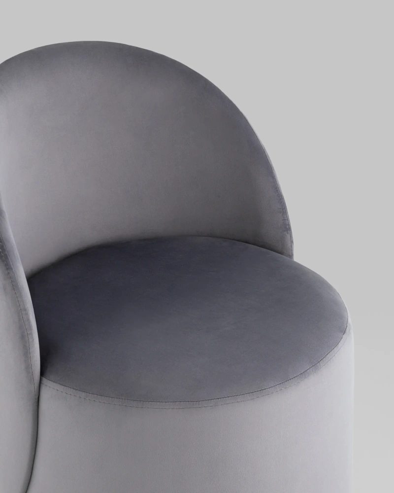 Пуф вращающийся со спинкой Loreen велюр серый (SG) | Интернет магазин Масса Мебель